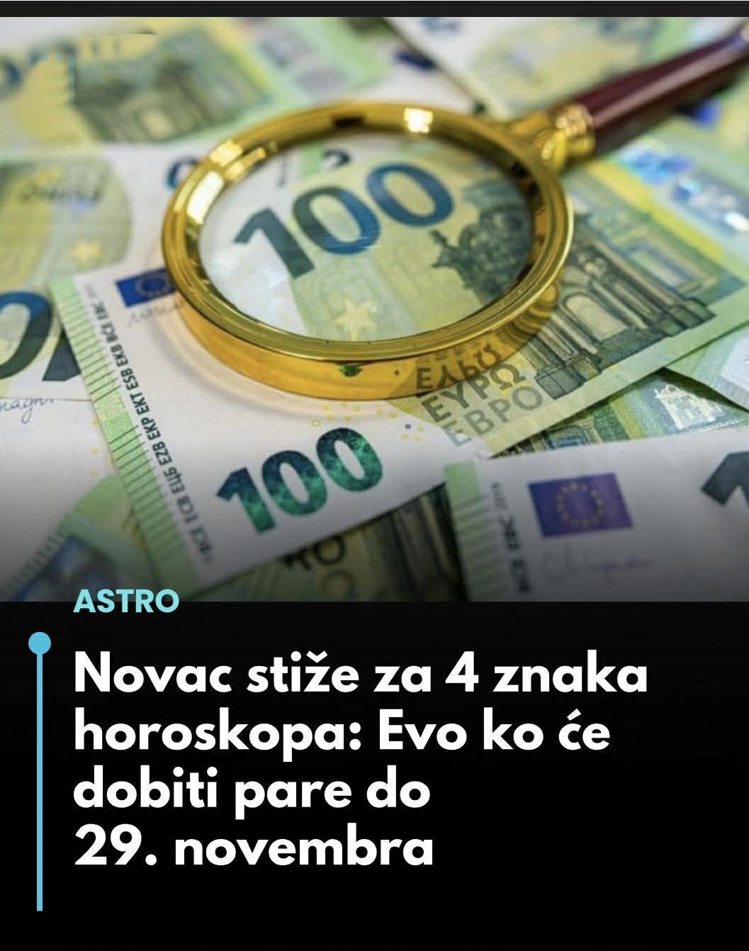 Novac stiže za 4 znaka horoskopa: Evo ko će dobiti pare do 29. novembra… - featured image Novac stiže za 4 znaka horoskopa: Evo ko će dobiti pare do 29. novembra… - featured image